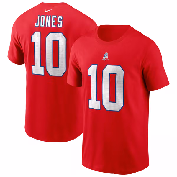 Mac Jones #10 New England Patriots Nike Player NFL T-Shirt Red view 1