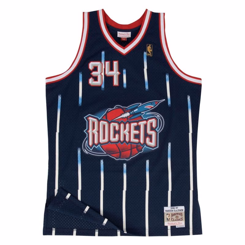 Hakeem Olajuwon #34 Houston Rockets 1996-97 Swingman NBA Jersey Navy view 1