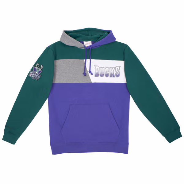 Milwaukee Bucks Mitchell & Ness Color Blocked NBA Fleece Hoodie view 1