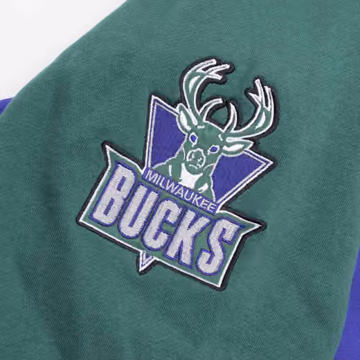 Milwaukee Bucks Mitchell & Ness Color Blocked NBA Fleece Hoodie view 4