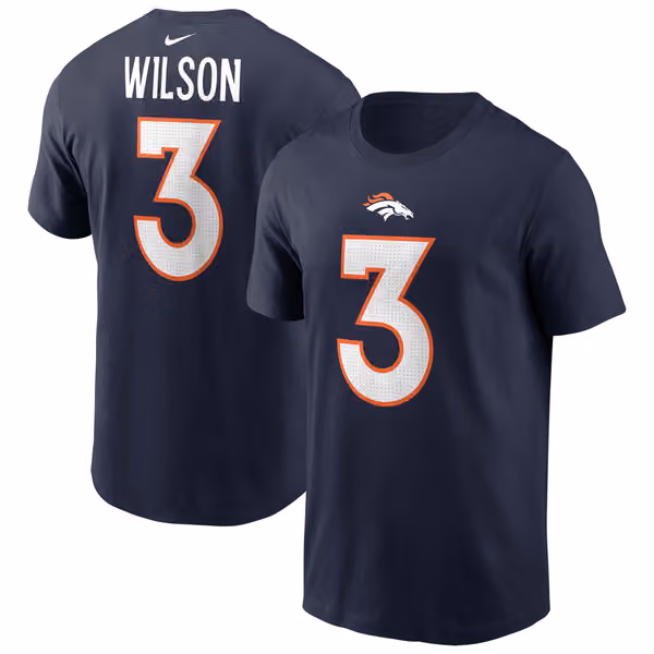 Russell Wilson #3 Denver Broncos Nike Player NFL T-Shirt Navy view 1