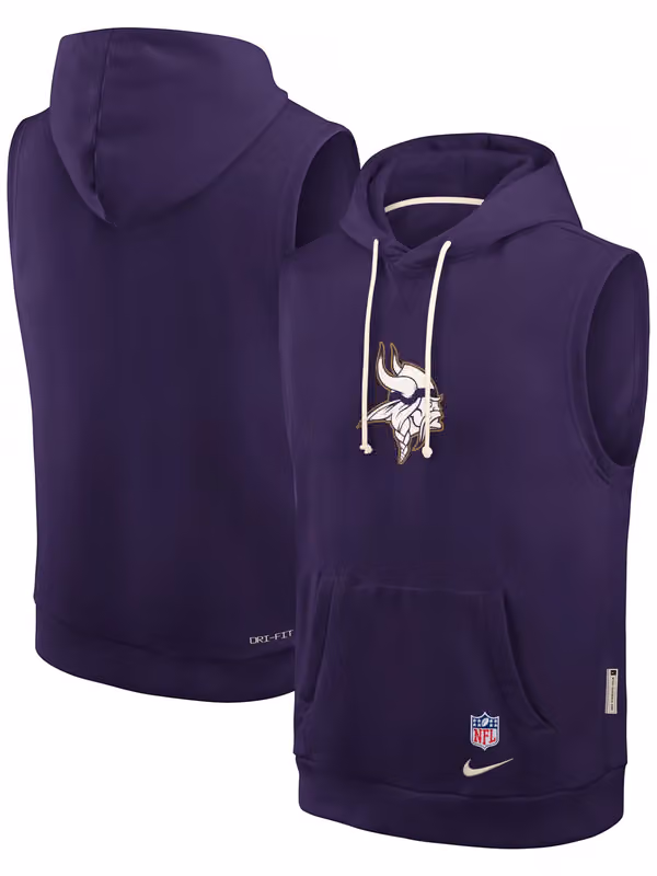 Minnesota Vikings 2026 NFL Rivalries Sideline Sleeveless Hoodie Purple view 1