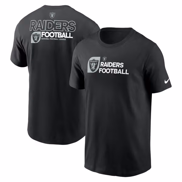 Las Vegas Raiders Team Slogan Nike Essential NFL T-Shirt Black view 1