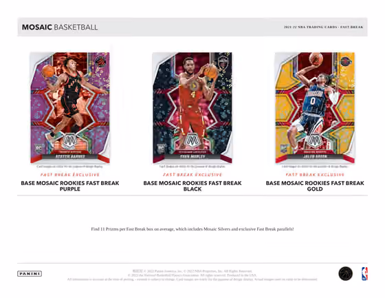 2021/22 Panini Mosaic Basketball NBA Fast Break Pack view 2