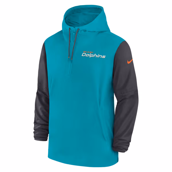 Miami Dolphins 2024 NFL Sideline Pre-Game Nike Lightweight Player Jacket Aqua view 2