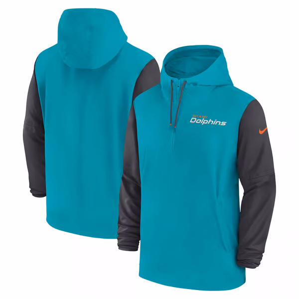 Miami Dolphins 2024 NFL Sideline Pre-Game Nike Lightweight Player Jacket Aqua view 1
