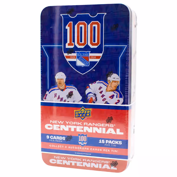 2025/26 Upper Deck New York Rangers 100 Years Centennial Hockey Hobby Tin view 1
