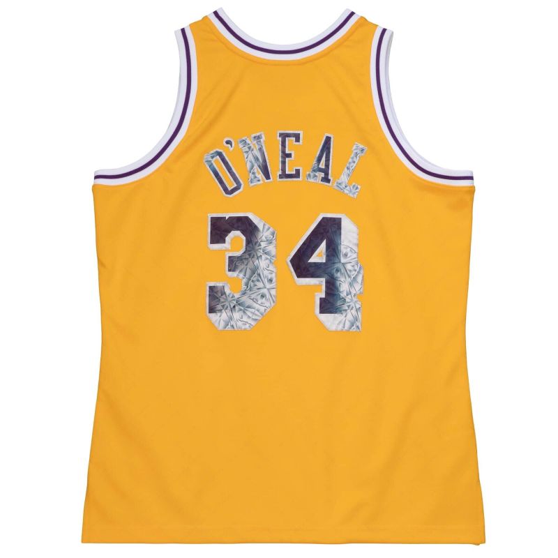 Shaq O'Neal #34 Los Angeles Lakers 75th Anniversary Mitchell & Ness Swingman NBA Jersey Yellow view 2