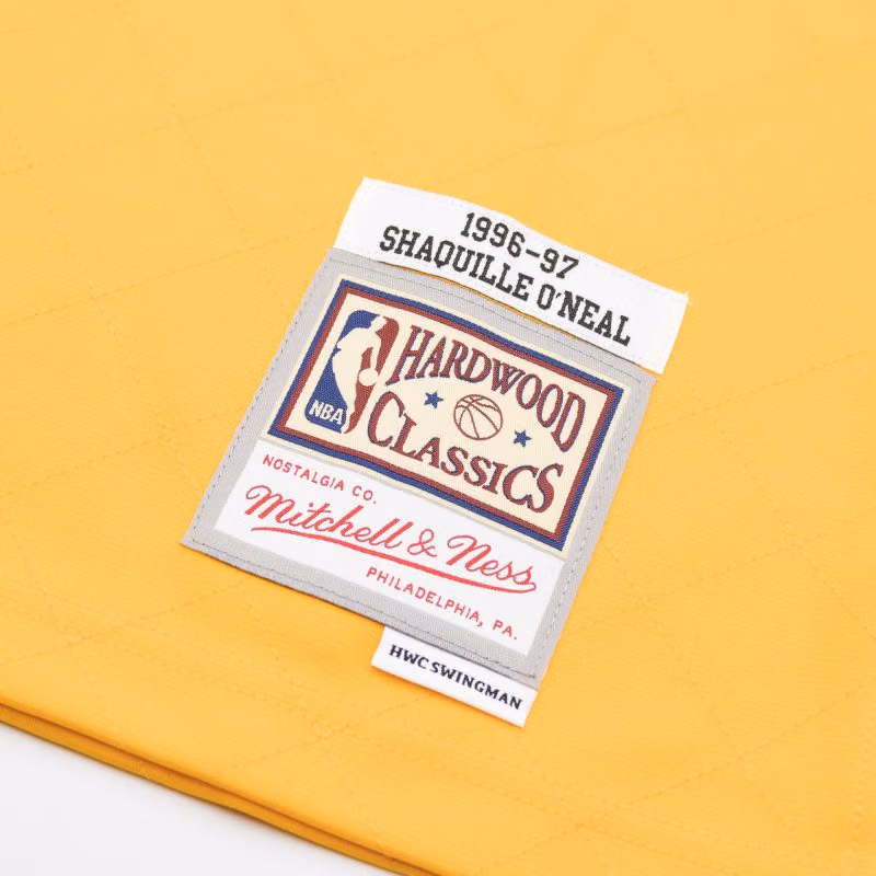 Shaq O'Neal #34 Los Angeles Lakers 75th Anniversary Mitchell & Ness Swingman NBA Jersey Yellow view 3