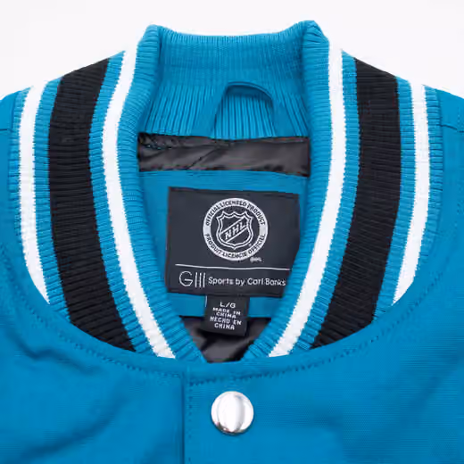 San Jose Sharks G-III Tailback NHL Varsity Jacket Teal view 5