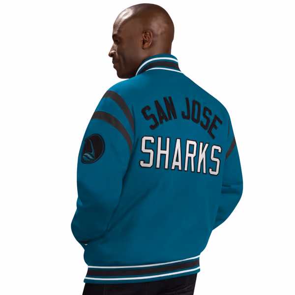 San Jose Sharks G-III Tailback NHL Varsity Jacket Teal view 2