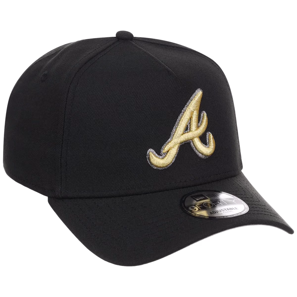 Atlanta Braves MLB Black x Gold FASHION CORE New Era 9FORTY A-Frame front view