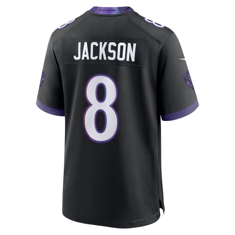 Lamar Jackson #8 Baltimore Ravens 2026 Game NFL Jersey Alternate Black view 3