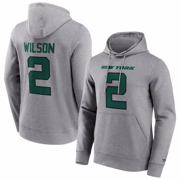 Zach Wilson #2 New York Jets Iconic Player NFL Hoodie Grey view 1