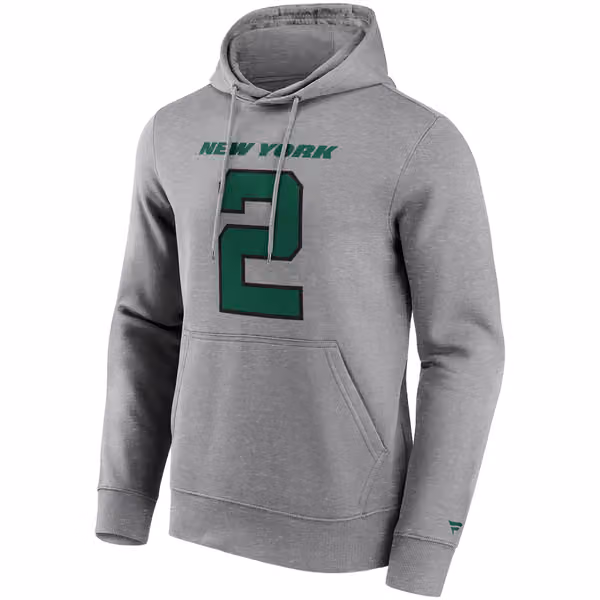 Zach Wilson #2 New York Jets Iconic Player NFL Hoodie Grey view 2
