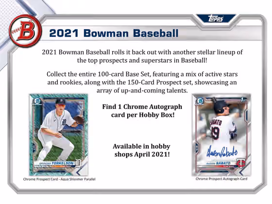 2021 Bowman Baseball Hobby Box MLB view 2