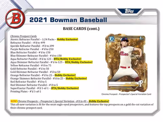 2021 Bowman Baseball Hobby Box MLB view 4