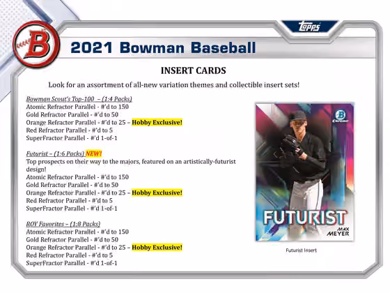 2021 Bowman Baseball Hobby Box MLB view 5