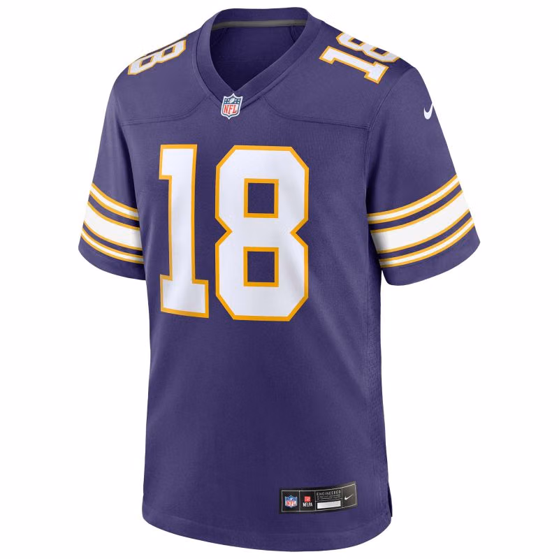 Justin Jefferson #18 Minnesota Vikings Classic Nike Game NFL Jersey Purple view 2
