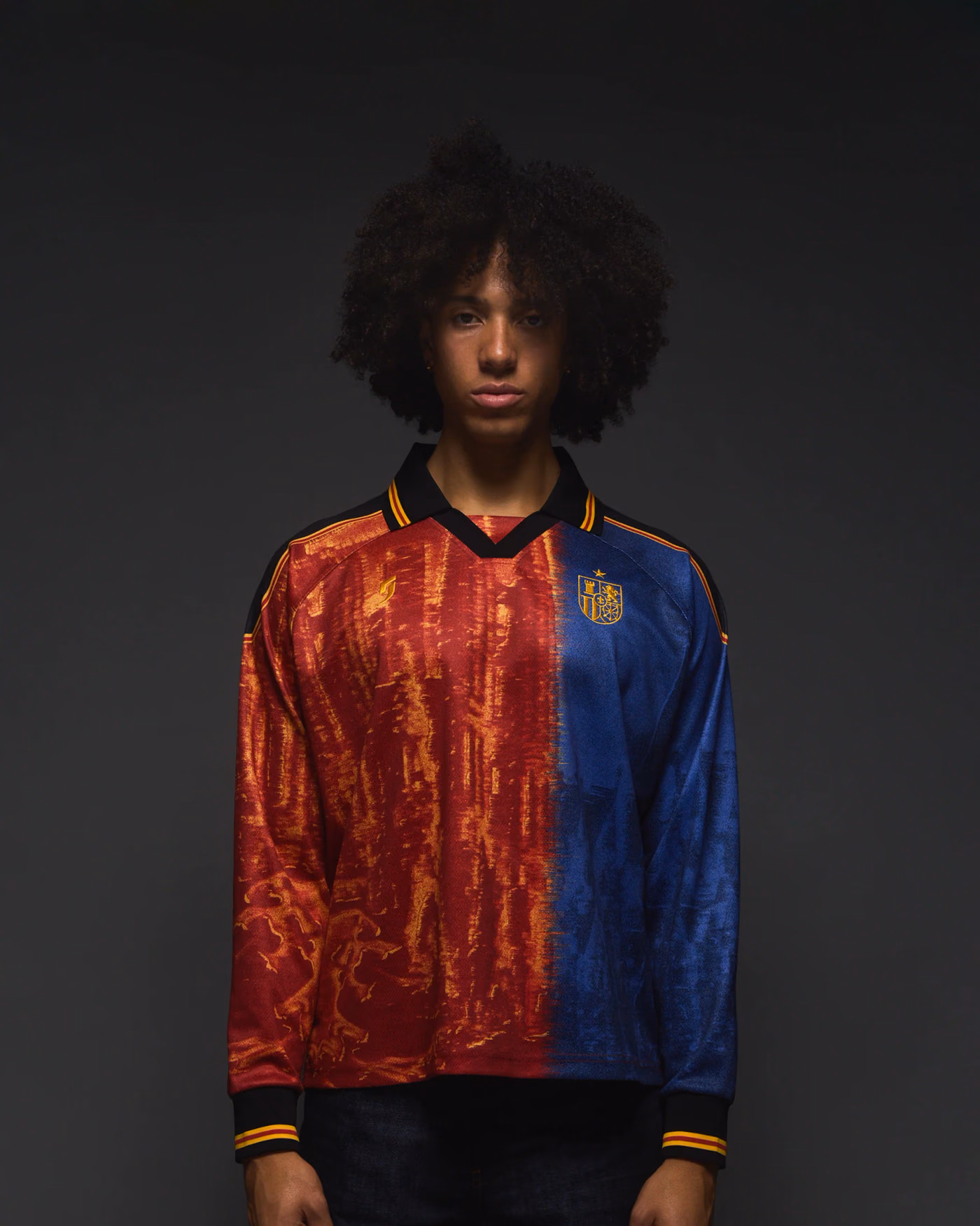 Jersevo Custom Personalized Spain Longsleeve Polo front view