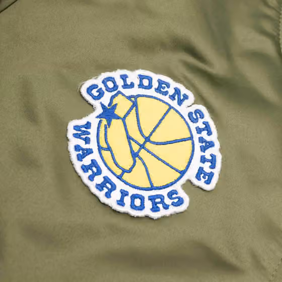 Golden State Warriors Olive Mitchell & Ness Heavyweight Satin NBA Jacket view 4