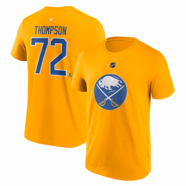 Tage Thompson #72 Buffalo Sabres Player NHL T-Shirt Yellow view 1