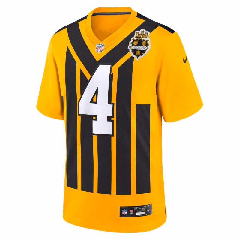 DK Metcalf #4 Pittsburgh Steelers 1933 Throwback Game NFL Jersey Alternate Gold view 2