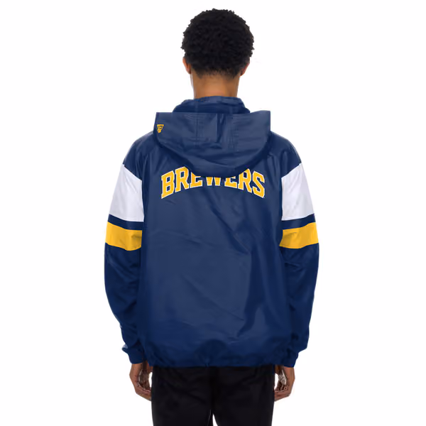 Milwaukee Brewers MLB Quarter Zip Windbreaker Jacket Navy view 2