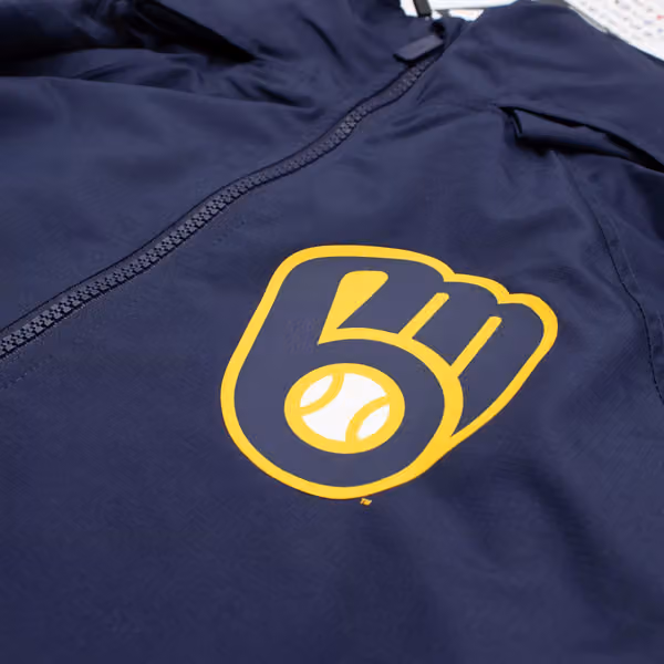 Milwaukee Brewers MLB Quarter Zip Windbreaker Jacket Navy view 3