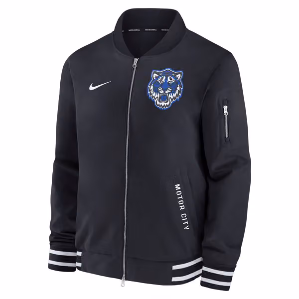 Detroit Tigers City Connect 2026 MLB Authentic Dugout Bomber Jacket Navy view 2