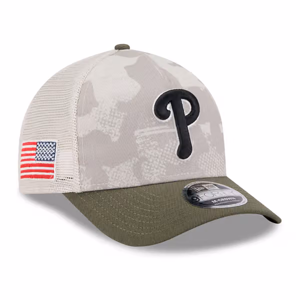 Philadelphia Phillies 2025 MLB Armed Forces 9FORTY M-Crown A-Frame Snapback Cap product photo