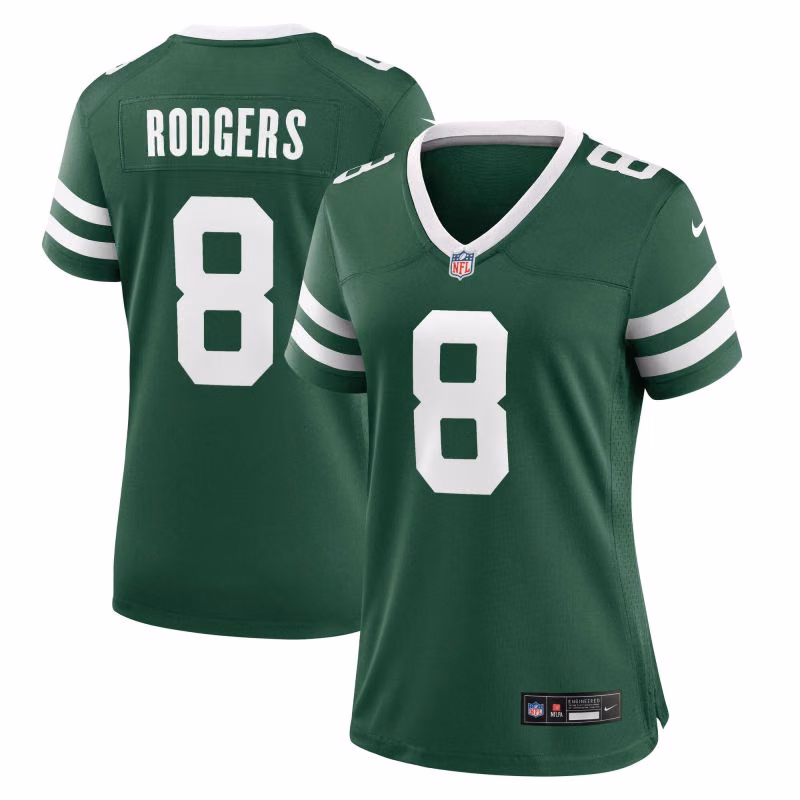 Aaron Rodgers #8 New York Jets Nike Game NFL Jersey Green (WOMEN'S) view 1