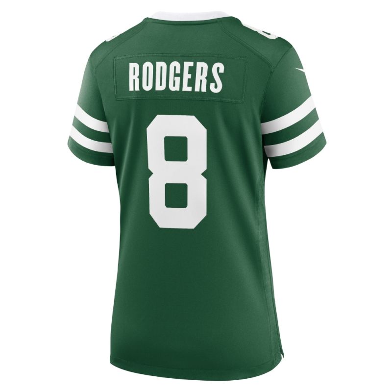 Aaron Rodgers #8 New York Jets Nike Game NFL Jersey Green (WOMEN'S) view 2