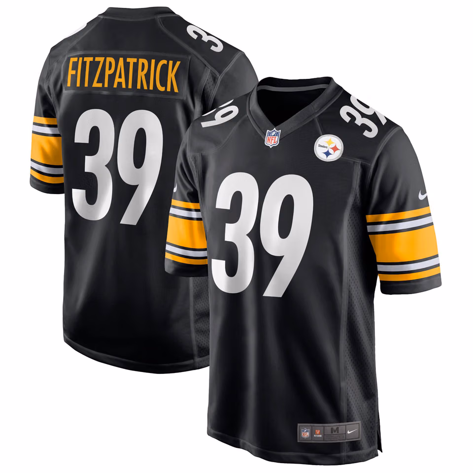 Minkah Fitzpatrick #39 Pittsburgh Steelers Nike Game NFL Football Jersey Black view 1
