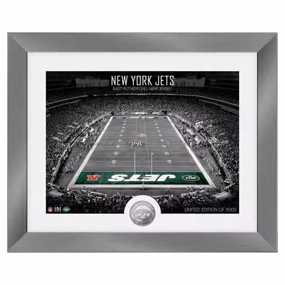 New York Jets Art Deco Stadium Silver Coin Framed NFL Photo view 1
