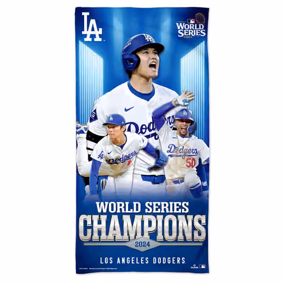 Los Angeles Dodgers 2024 World Series Champions MLB Beach Towel view 1