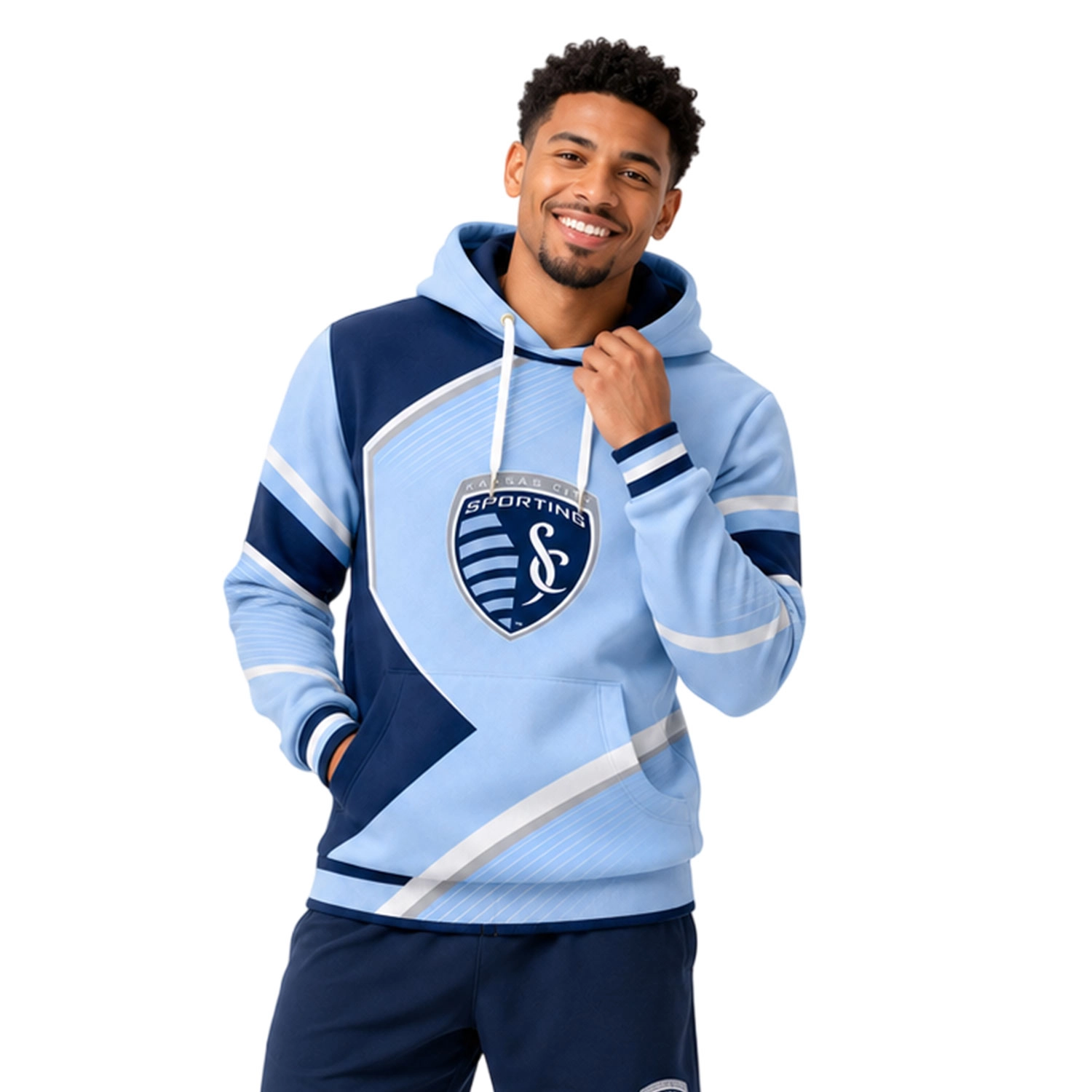Sporting KC Fan Hoodie Custom Stunning Color Block Design