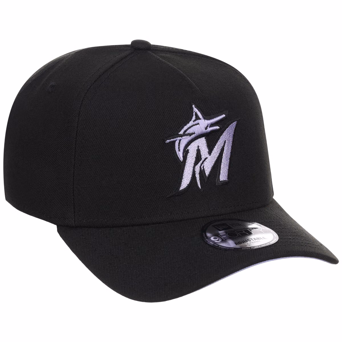 Miami Marlins MLB Black x Lavender FASHION CORE New Era 9FORTY A-Frame front view