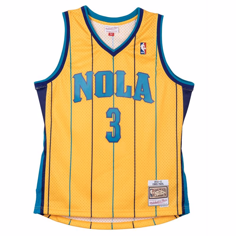 Chris Paul #3 New Orleans Hornets 2010-11 Mitchell & Ness Swingman NBA Jersey Yellow view 1