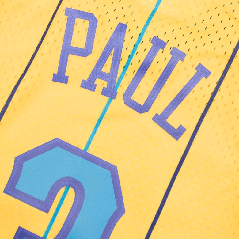 Chris Paul #3 New Orleans Hornets 2010-11 Mitchell & Ness Swingman NBA Jersey Yellow view 4