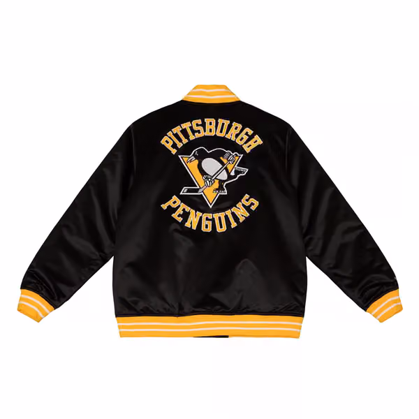 Pittsburgh Penguins Heavyweight Satin Mitchell & Ness NHL Jacket Black view 2