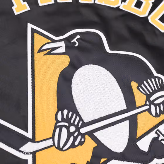Pittsburgh Penguins Heavyweight Satin Mitchell & Ness NHL Jacket Black view 4