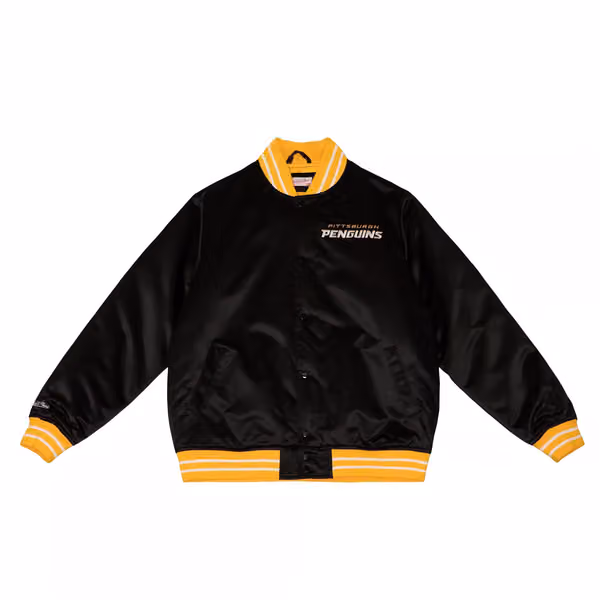 Pittsburgh Penguins Heavyweight Satin Mitchell & Ness NHL Jacket Black view 1