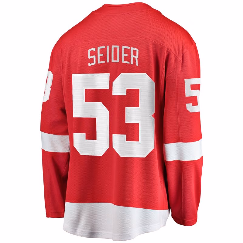 Moritz Seider #53 Detroit Red Wings Breakaway NHL Jersey Red view 3