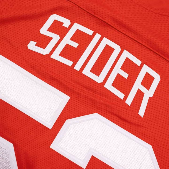 Moritz Seider #53 Detroit Red Wings Breakaway NHL Jersey Red view 4