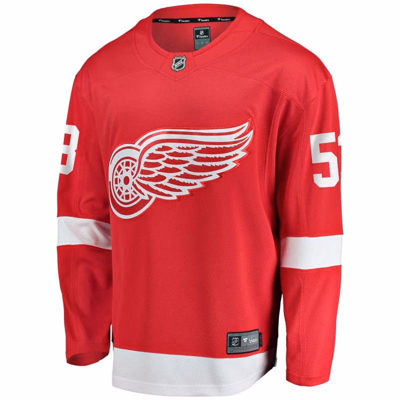 Moritz Seider #53 Detroit Red Wings Breakaway NHL Jersey Red view 2