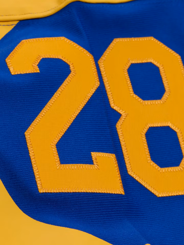 Marshall Faulk #28 St. Louis Rams 1999 Legacy Throwback NFL Jersey Blue view 5