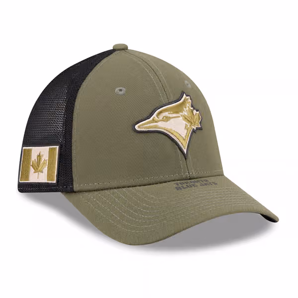 Toronto Blue Jays 2026 MLB Armed Forces 39THIRTY M-Crown Flex Cap Olive product photo