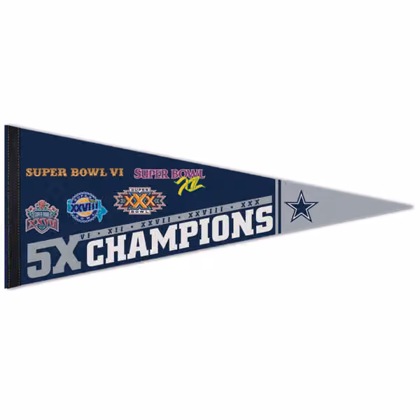 Dallas Cowboys 5x Champions Premium NFL Pennant view 1