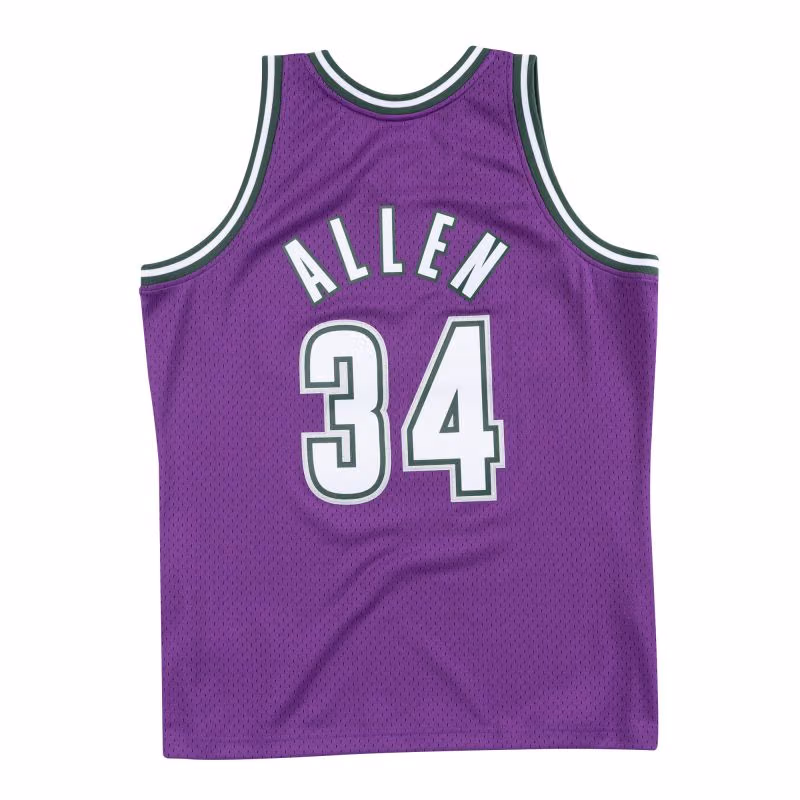Ray Allen #34 Milwaukee Bucks 2000-01 Mitchell & Ness Swingman NBA Jersey Purple view 2